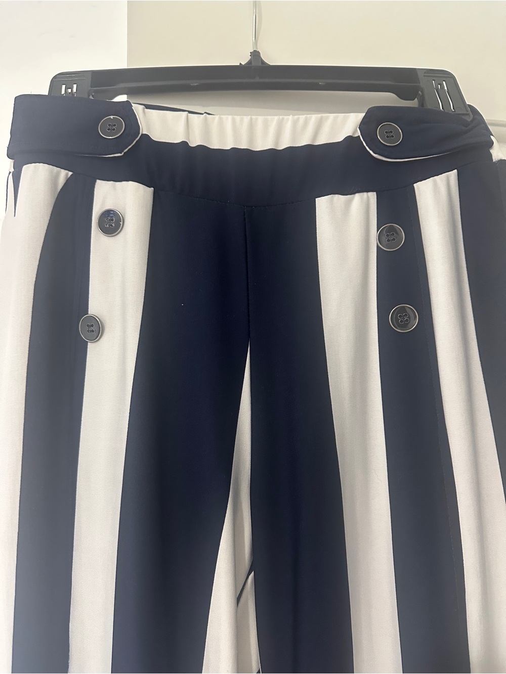 Robert Louis Navy and White Striped Wide-Leg Pants